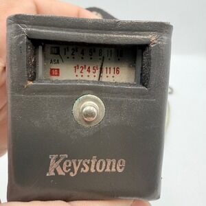 Vintage Keystone Light Meter with Grey Leather Case and Strap Made in USA